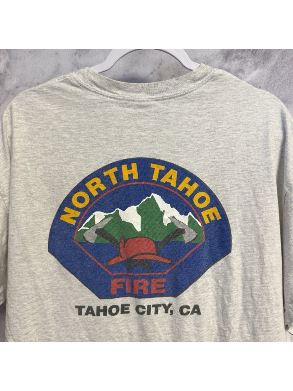 Vintage North Tahoe Fire Dept T Shirt Mens XL Gray Y2K Tahoe City California